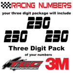 Racing Numbers Vinyl Decals Stickers Edje 3 pack