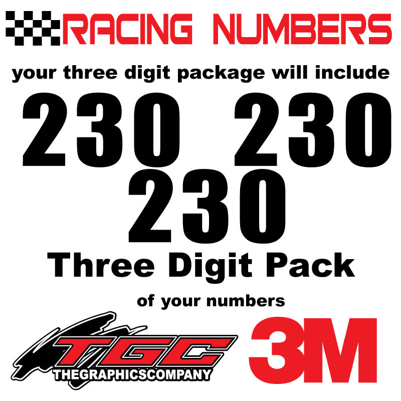 Number 3 Racing Sticker Printable Racing Numbers Vinyl Decals Stickers Impact 3 pack – The Graphics Company