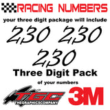Racing Numbers Vinyl Decals Stickers Informal 3 pack