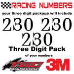 Racing Numbers Vinyl Decals Stickers Juice 3 pack