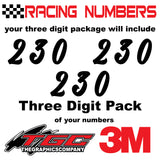 Racing Numbers Vinyl Decals Stickers Kadisika 3 pack
