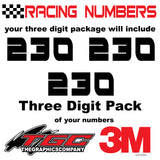 Racing Numbers Vinyl Decals Stickers RedRocket 3 pack
