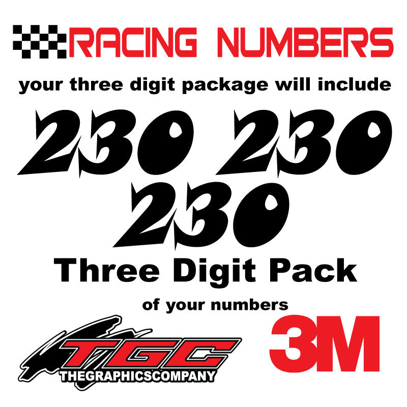 Racing Numbers Vinyl Decals Stickers Snap 3 pack – The Graphics Company