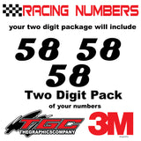 Racing Numbers Vinyl Decals Stickers Magneto 3 pack