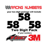 Racing Numbers Vinyl Decals Stickers Anakeim 2 digit pack