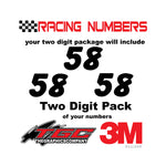 Racing Numbers Vinyl Decals Stickers Balloon two digit pack