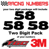Racing Numbers Vinyl Decals Stickers Boris 2 digit pack