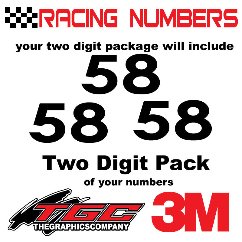 Racing Numbers Vinyl Decals Stickers Century 3 pack – The Graphics Company