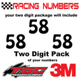 Racing Numbers Vinyl Decals Stickers Hobo 3 pack