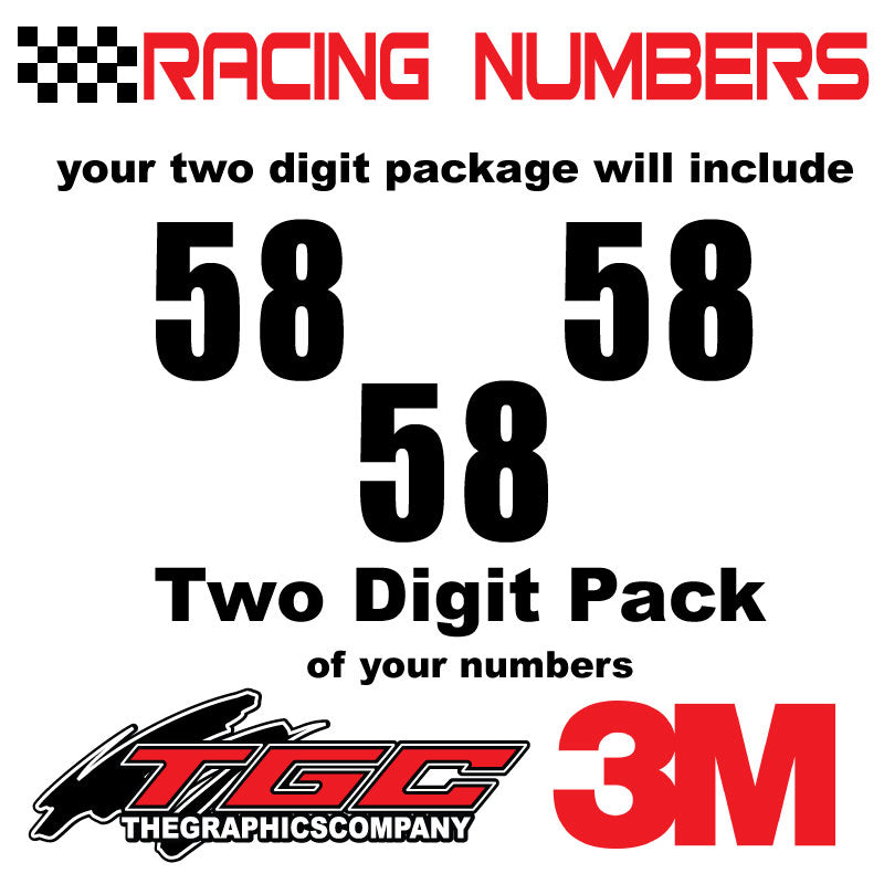 Racing Numbers Vinyl Decals Stickers Impact 3 pack – The Graphics Company