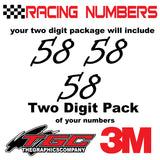 Racing Numbers Vinyl Decals Stickers Informal 3 pack