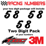 Racing Numbers Vinyl Decals Stickers Kadisoka 3 pack