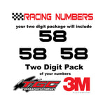 Racing Numbers Vinyl Decals Stickers Bitsumishi 2 digit pack