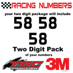 Racing Numbers Vinyl Decals Stickers Prototype  3 pack