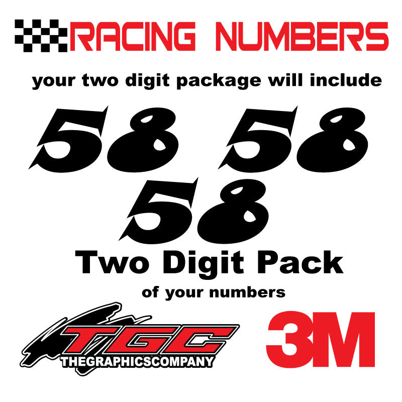 Racing Numbers Vinyl Decals Stickers Snap 3 pack – The Graphics Company
