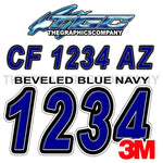 Beveled Blue Navy Boat Registration Numbers