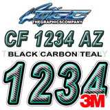 Black Carbon Teal Boat Registration Numbers