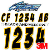 Black and Yellow Boat Registration Numbers Badaboom