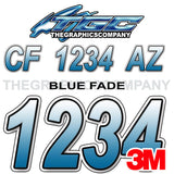 Blue Fade Boat Registration Numbers