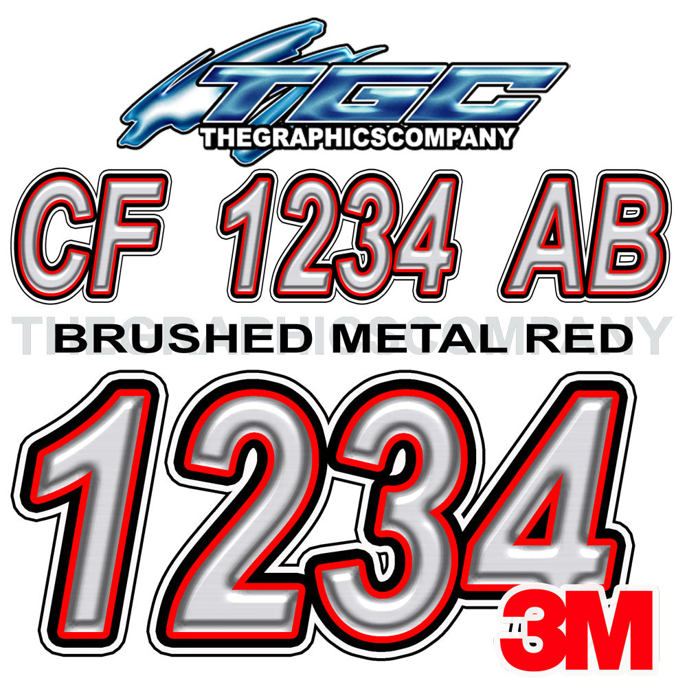 Red Boat Lettering Brushed Metal Red Boat Registration Numbers – The Graphics Company