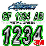 Brushed Aluminum with Green Boat Registration Numbers