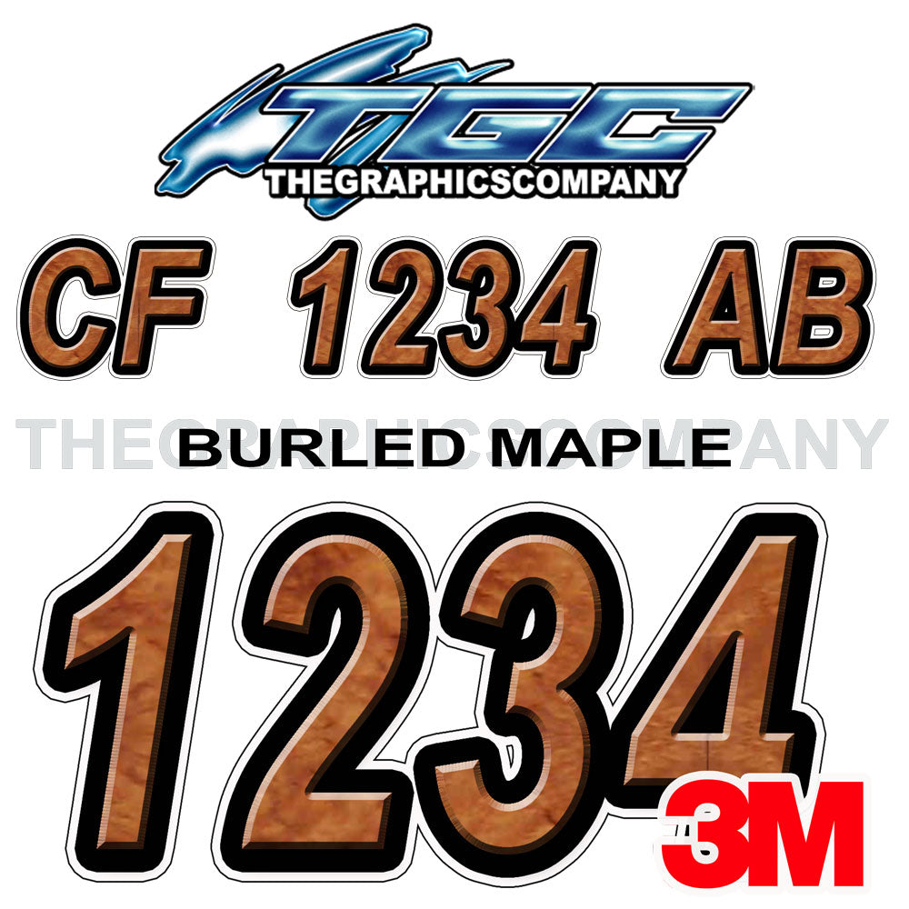 Burled Maple Boat Registration Numbers The Graphics Company