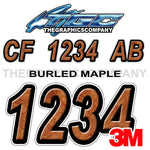 Burled Maple Boat Registration Numbers