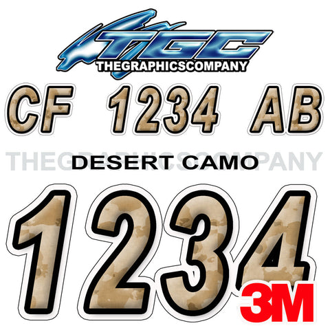 Desert Camo Boat Registration Numbers