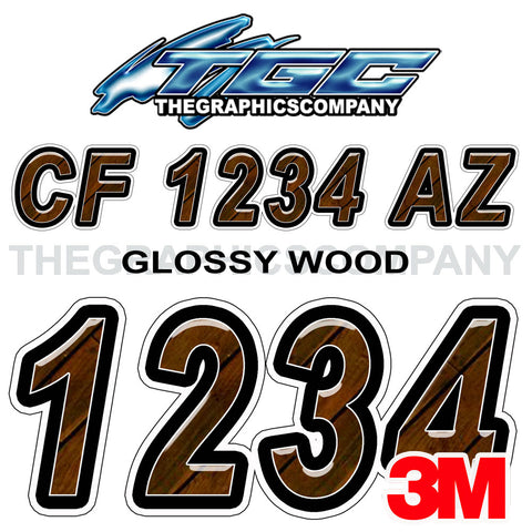 Glossy Wood Boat Registration Numbers