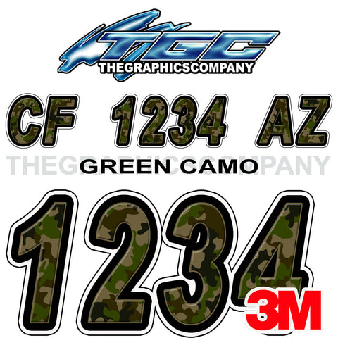 Green Camo Custom Boat Registration Numbers