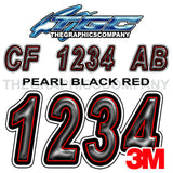 Pearl Black Red Boat Registration Numbers