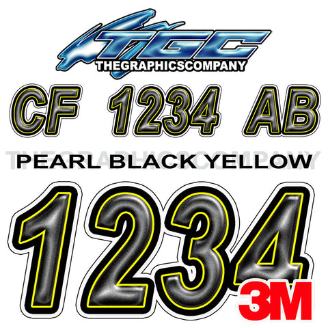 Pearl Black Yellow Boat Registration Numbers