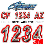 Steel with Red Boat Registration Numbers