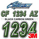 Black Carbon Green Boat Registration Numbers
