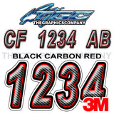 Black Carbon Red Boat Registration Numbers