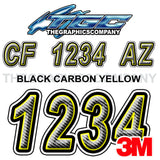 Black Carbon with Yellow Boat Registration Numbers