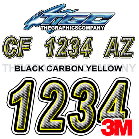 Black Carbon with Yellow Boat Registration Numbers
