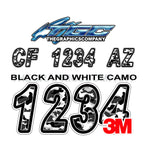 Black and White Camo Boat Registration Numbers