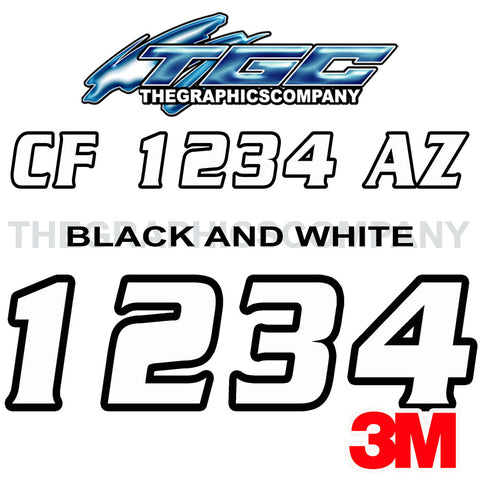 Black and White Serpentine Boat Registration Numbers