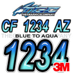 Blue to Aqua Boat Registration Numbers