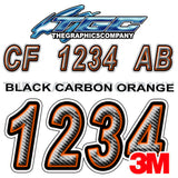 Black Carbon with Orange Boat Registration Numbers