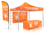 Outdoor Bundle 10X10-Fully Printed Canopy Flag and Stretch Table Cover