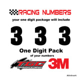 Racing Numbers Vinyl Decals Stickers Aardvark 3 pack