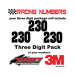 Racing Numbers Vinyl Decals Stickers Aardvark 3 pack