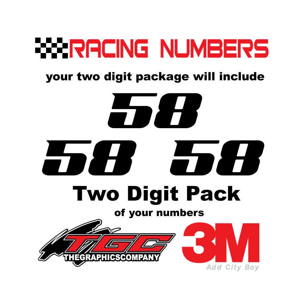 Racing Numbers Vinyl Decals Stickers Add City 3 pack – The Graphics Company