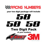 Racing Numbers Vinyl Decals Stickers Add City 3 pack